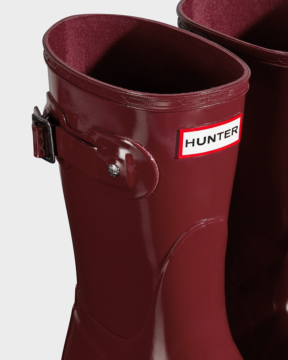 Botas de Lluvia Cortas Hunter Mujer - Original Gloss - Grises Rojos - MTYFOUV-53